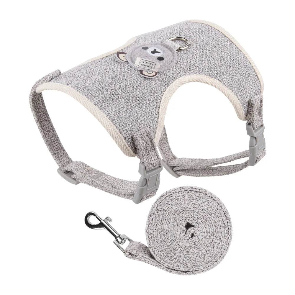 Ensemble de laisse de harnais pour animaux de compagnie, mignon, pour petits chiens de taille moyenne, chat, laisse de marche, Chihuahua, lapin, gilet, harnais, collier de caniche, accessoires pour chiens - Animaleriex