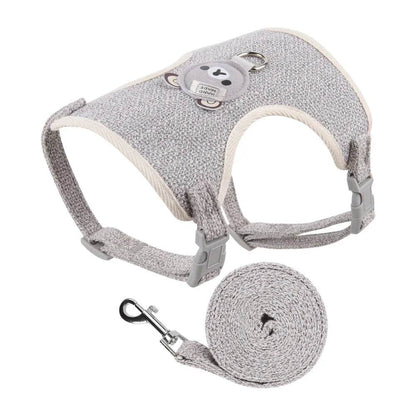 Ensemble de laisse de harnais pour animaux de compagnie, mignon, pour petits chiens de taille moyenne, chat, laisse de marche, Chihuahua, lapin, gilet, harnais, collier de caniche, accessoires pour chiens - Animaleriex