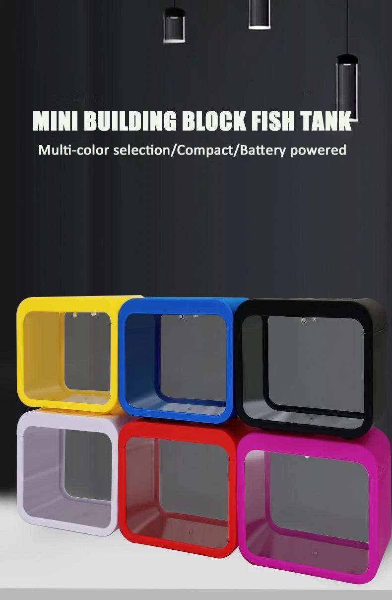 Transparent petit Aquarium créatif lumière LED Aquarium poissons blocs de construction isolé boîte réservoir pour reproduire l'alimentation Betta poisson rouge - Animaleriex