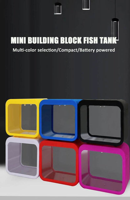 Transparent petit Aquarium créatif lumière LED Aquarium poissons blocs de construction isolé boîte réservoir pour reproduire l'alimentation Betta poisson rouge - Animaleriex