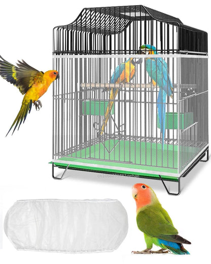 Couverture de cage à oiseaux en maille de Nylon, couverture pour perroquet, blocage de la poussière, tissu respirant, capuche de protection en maille, nettoyage facile, accessoires de Cage - Animaleriex