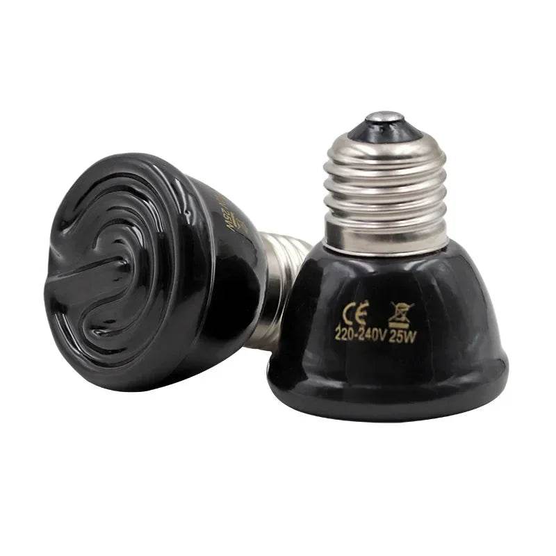 Mini lampe chauffante noire pour animaux de compagnie, émetteur en céramique, ampoule infrarouge 25/50/ 75/100W, couveuse de poulets, lampe Reptile - Animaleriex