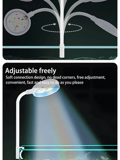 Lumière d'aquarium avec adaptateur LED à clipser, petite lumière USB à spectre complet, éclairage rotatif à 360 ° - Animaleriex