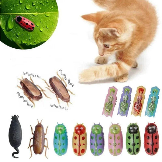 Insectes électriques amusants, jouet herbe-aux-chats, Tunnel automatique, Mini Robot, Vibration, jouets insectes pour chats, à piles, cafard, coccinelle - Animaleriex