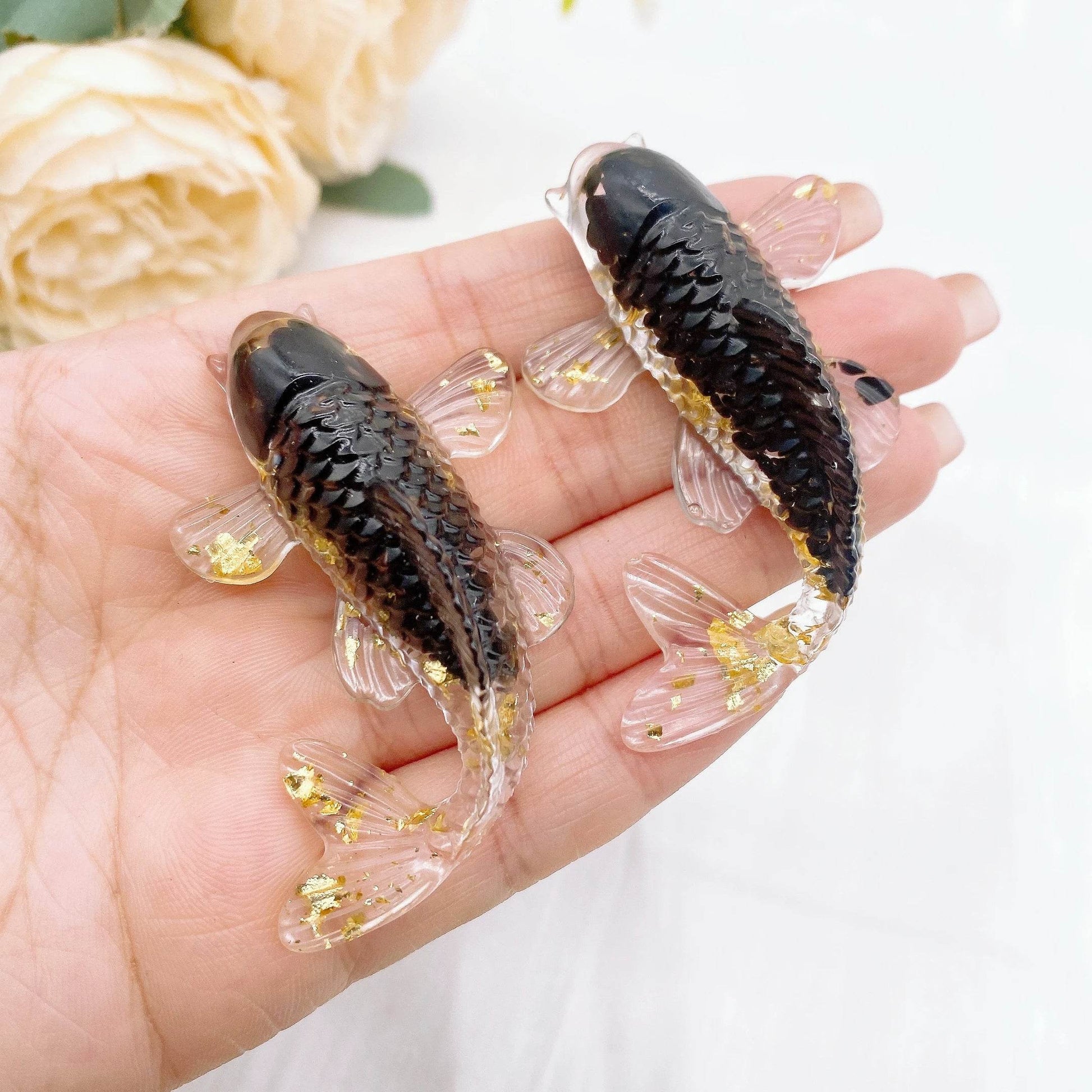 Figurine de poisson Koi porte-bonheur en pierre de cristal naturel, 2.3 pouces, Mini Quartz, Statue de carpe fantaisie, décoration de maison, ornement de bureau, cadeau - Animaleriex