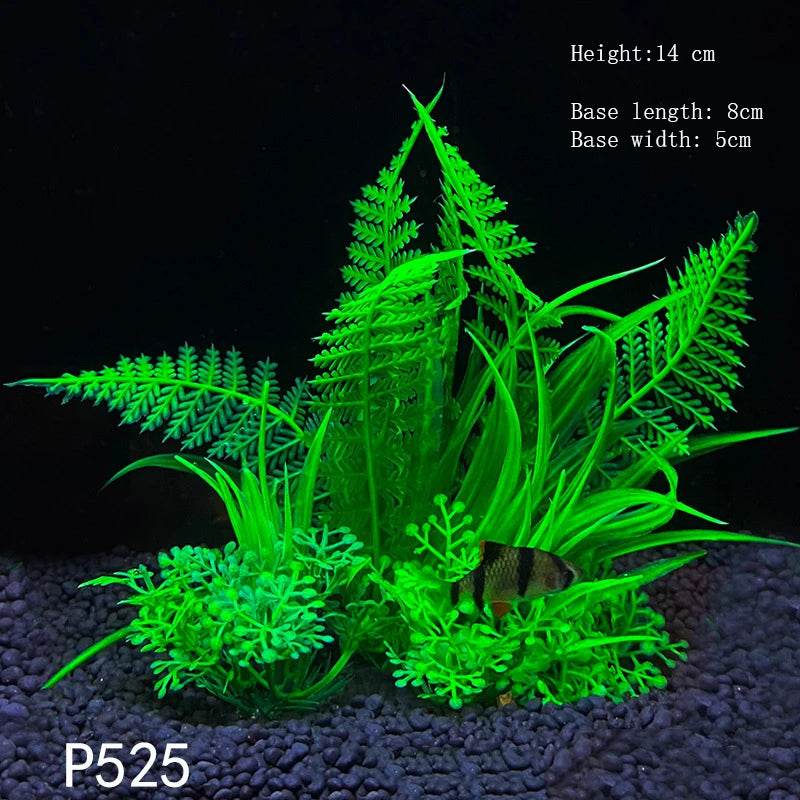 Plantes artificielles sous-marines en plastique pour Aquarium, faux arbuste aquatique, visualisation d'herbe verte, décoration de Simulation - Animaleriex
