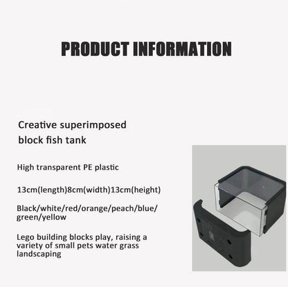 Transparent petit Aquarium créatif lumière LED Aquarium poissons blocs de construction isolé boîte réservoir pour reproduire l'alimentation Betta poisson rouge - Animaleriex
