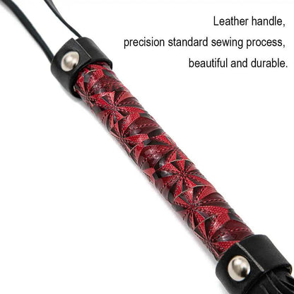 Fouet cheval en cuir PU antidérapant de 51cm, glands courts avec poignée, fouet équestre, enseignement et formation, équitation pour cheval - Animaleriex