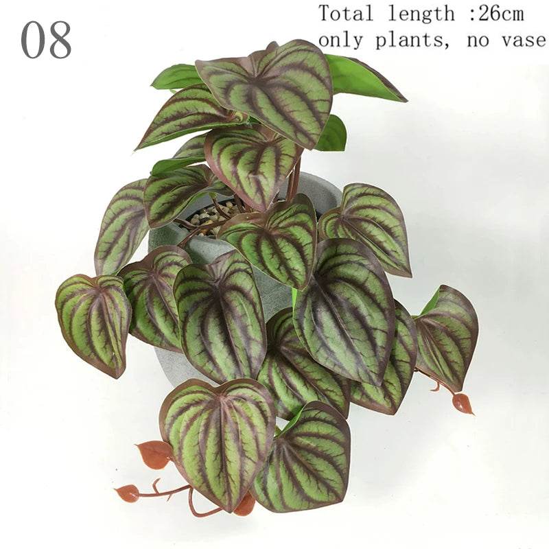 Plante de Terrarium artificielle pour amphibiens de reptiles, pour réservoir, décorations d'habitat pour animaux de compagnie, feuilles tropicales réalistes, feuille en plastique, rotin - Animaleriex