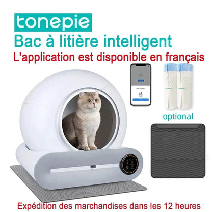 Tonepie Smart Automatique Chat Toilettes Autonettoyantes Toilettes Pour Animaux De Compagnie Entièrement Fermées Versions Anglaises 65L - Animaleriex