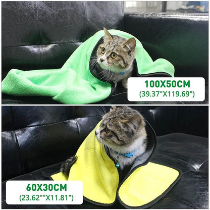 Serviette de bain absorbante pour animaux de compagnie, à séchage rapide, pour chiens et chats, en Fiber douce et non pelucheuse, couverture pour animaux de compagnie, fournitures pour animaux de compagnie - Animaleriex