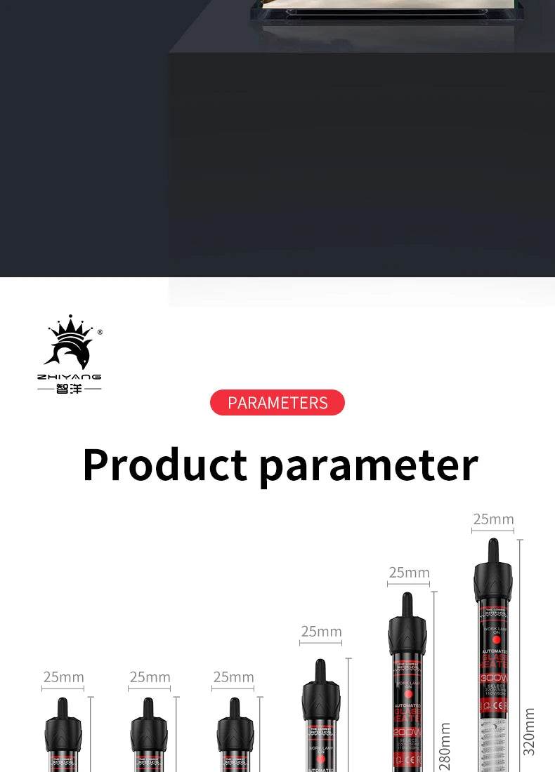 Tige chauffante à Thermostat à température réglable 110v-220v, 25W 50W 100W 200W 300W, Submersible pour Aquarium, réservoir de poissons, chaleur de l'eau - Animaleriex