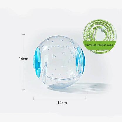 Balle d'exercice pour Hamster 14cm/18/cm, boule de course transparente avec corde de Traction pour petits animaux, fournitures pour animaux de compagnie - Animaleriex