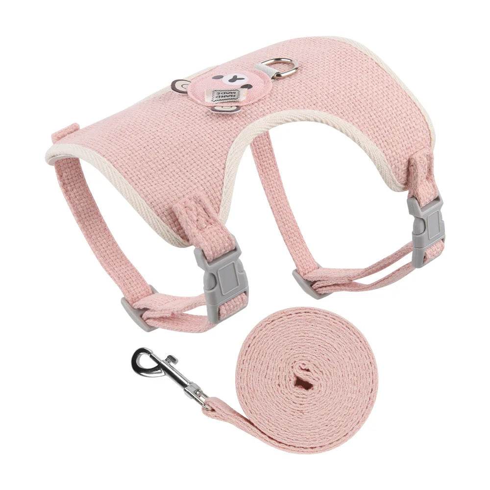 Ensemble de laisse de harnais pour animaux de compagnie, mignon, pour petits chiens de taille moyenne, chat, laisse de marche, Chihuahua, lapin, gilet, harnais, collier de caniche, accessoires pour chiens - Animaleriex