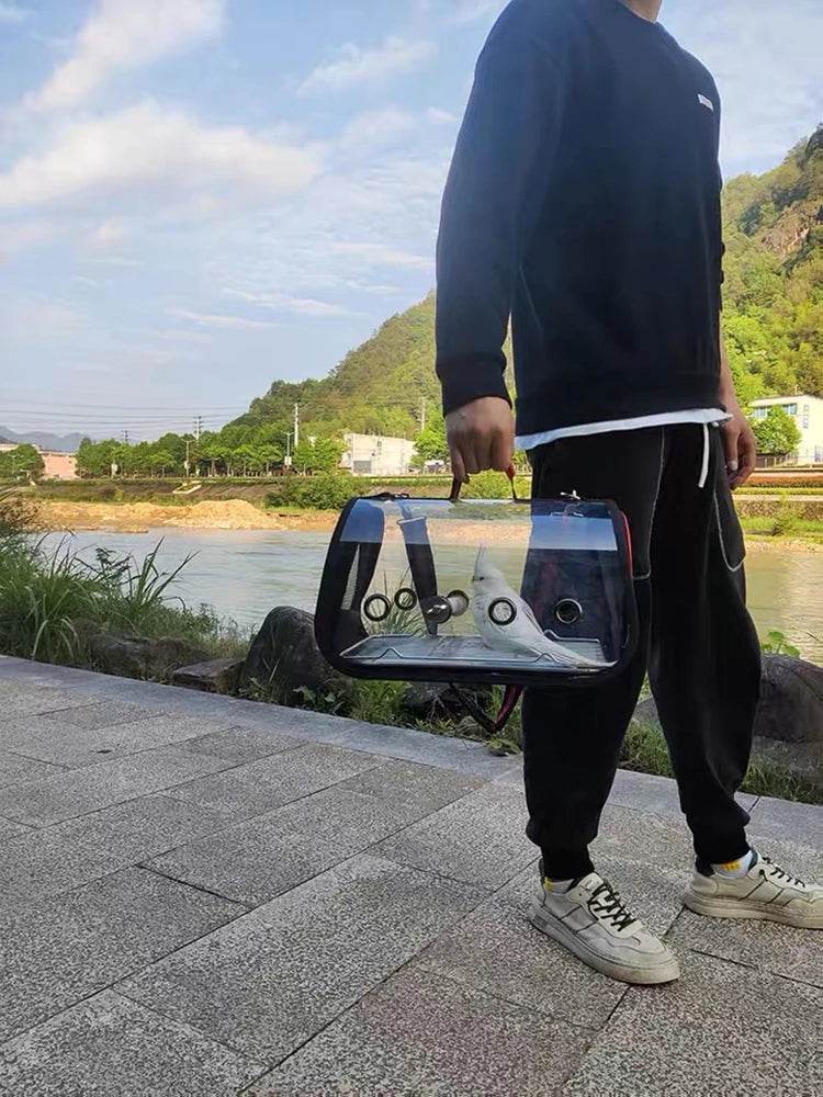 Cage de Transport pour oiseaux, transporteur de voyage avec perche, espace respirant, sac à dos de sortie pour perroquet, sac multifonctionnel pour oiseaux en plein air - Animaleriex