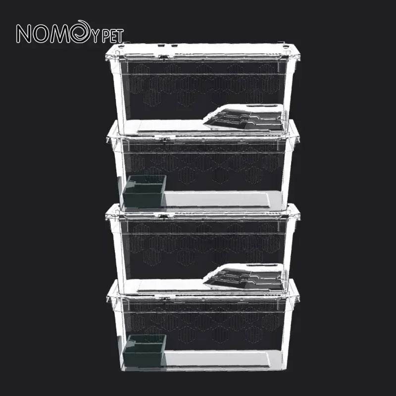 Cage d'élevage de reptiles en plastique transparent, vivariums avec balcon, fournitures de lézard, bivarium pour insectes, araignées, tortues - Animaleriex