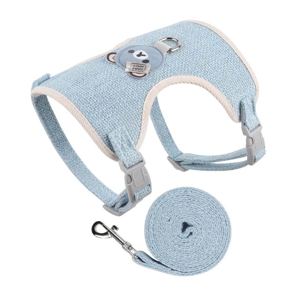 Ensemble de laisse de harnais pour animaux de compagnie, mignon, pour petits chiens de taille moyenne, chat, laisse de marche, Chihuahua, lapin, gilet, harnais, collier de caniche, accessoires pour chiens - Animaleriex