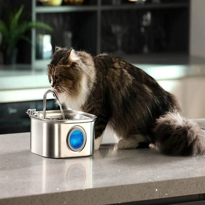 Distributeur d'eau en acier inoxydable pour animaux de compagnie, 3,2 l, fontaine automatique pour chat, distributeur d'eau intelligent pour chien, fenêtre visuelle, bol à boire, accessoires pour animaux de compagnie - Animaleriex