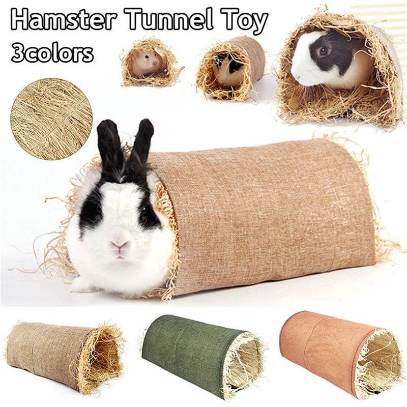 Cages à lapin tissées pliables pour animaux de compagnie, Hamster, cochon d'inde, lapin, herbe, jouet à mâcher, tapis, nid de lit de maison pour petits animaux, accessoires pour lapins - Animaleriex