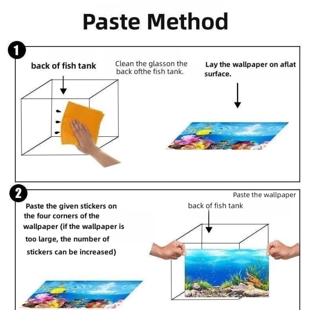 Autocollant 3D de fond d'aquarium, affiche de décoration d'aquarium, plantes d'océan, paysage Double face, accessoires d'ornement d'aquarium - Animaleriex