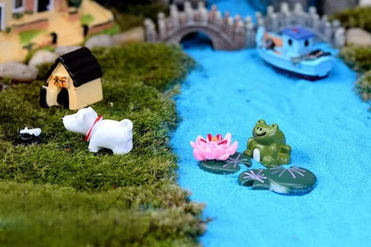 Accessoires de jardin féerique, puits d'eau de source miniatures, pont de bateau, ornement de Statue, Figurines de paysage, décor artisanal de jardin de maison - Animaleriex