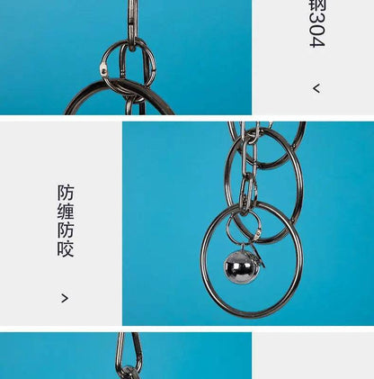 Jouet perroquet en acier inoxydable 304, escalade, grand diamant de taille moyenne, Machine grise, Puzzle, Cage à oiseaux, présentoir suspendu - Animaleriex