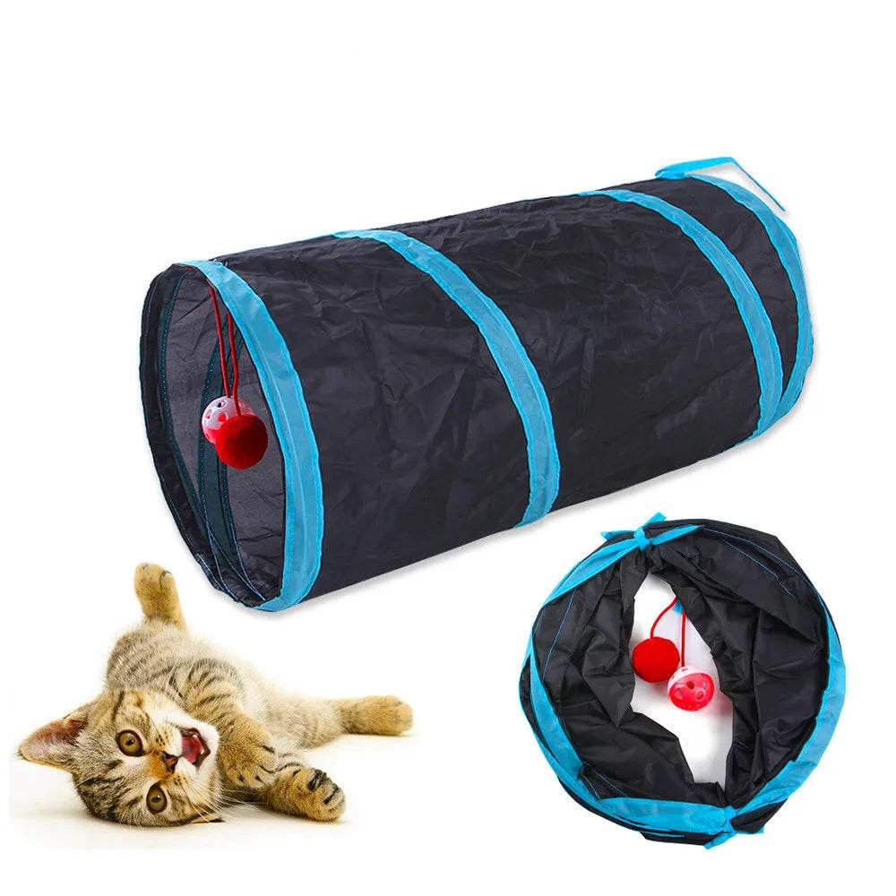 Tunnel pour chat, fournitures pour animaux de compagnie, Tunnel de jeu S T Pass pliable, jouet pour chat, baril de forage respirant pour papier fort d'intérieur - Animaleriex