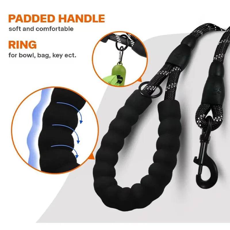 Laisse réfléchissante pour chien, corde de Traction, pour la sécurité des grands, petits et moyens chiens, poignée rembourrée confortable et Durable, accessoires pour animaux de compagnie - Animaleriex