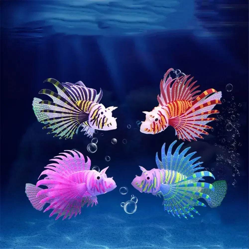 Aquarium artificiel lumineux, poisson-lion, paysage en Silicone, faux poisson flottant, lueur dans la nuit, ornement, décoration de la maison - Animaleriex