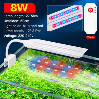Lampe à pince Super brillante lumière LED d'aquarium pour plante aquatique grandir Aquarium lampe de synchronisation à spectre complet 220-240V 30 ~ 70CM 4W 8W 13W - Animaleriex