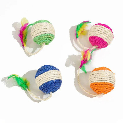 Jouets pour animaux de compagnie, boule à gratter en Sisal, jouet interactif d'entraînement pour chaton, fournitures pour animaux de compagnie, jouet en plumes, jouets interactifs pour chats, 1 pièce - Animaleriex
