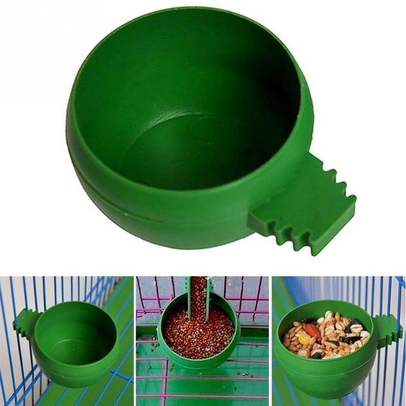 Mini bol d'eau et de nourriture en plastique vert pour perroquets, 3 pièces/ensemble, mangeoire en plastique pour oiseaux, Pigeons, Cage, tasse de sable, outil d'alimentation, accessoire - Animaleriex