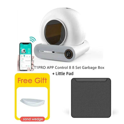 Tonepie Smart Automatique Chat Toilettes Autonettoyantes Toilettes Pour Animaux De Compagnie Entièrement Fermées Versions Anglaises 65L - Animaleriex