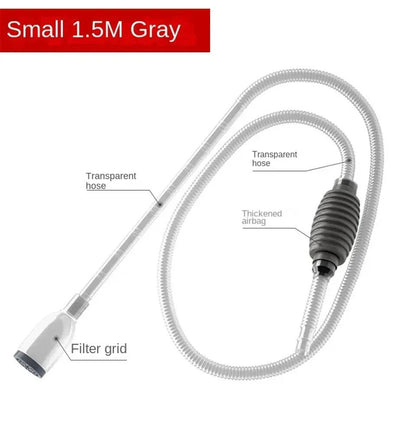 Siphon à changement d'eau pour Aquarium gris de qualité supérieure, tuyau mètre Flexible | Nettoyeur de gravier facile à utiliser - Animaleriex
