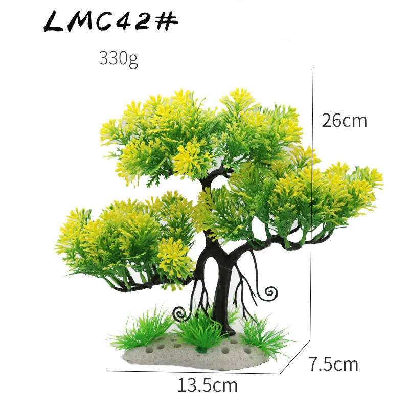 Ornements d'aquarium, plantes de Simulation, décorations d'aménagement paysager d'aquarium, plantes d'eau en plastique, fleurs, arbres, roches, accessoires - Animaleriex