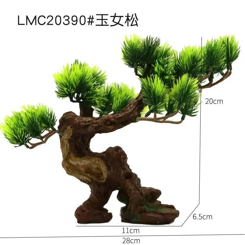 Ornements d'aquarium, plantes de Simulation, décorations d'aménagement paysager d'aquarium, plantes d'eau en plastique, fleurs, arbres, roches, accessoires - Animaleriex