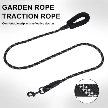 Laisse réfléchissante pour chien 1,5 m Laisse en nylon pour chien Poignée rembourrée confortable Marche en plein air Petit Moyen Grand Accessoires pour chiens Fournitures - Animaleriex