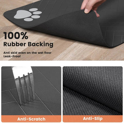 Tapis d'alimentation pour animaux de compagnie, napperon absorbant pour bol de nourriture et d'eau, avec support en caoutchouc imperméable, tapis d'eau à séchage rapide pour chien et chat - Animaleriex