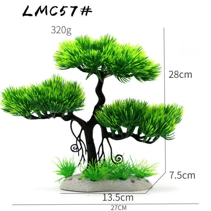 Ornements d'aquarium, plantes de Simulation, décorations d'aménagement paysager d'aquarium, plantes d'eau en plastique, fleurs, arbres, roches, accessoires - Animaleriex