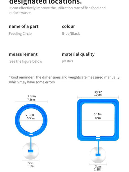 Anneau d'alimentation flottant pour poissons, Station d'aquarium à cercle carré avec ventouse, distributeur de nourriture facile, conception peu encombrante - Animaleriex