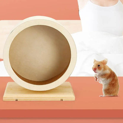 Roue de course pour Hamster, ours doré, support de ceinture en bois muet avec coussin en liège, rouleau de sport, ours doré, aménagement paysager, fournitures pour animaux de compagnie - Animaleriex