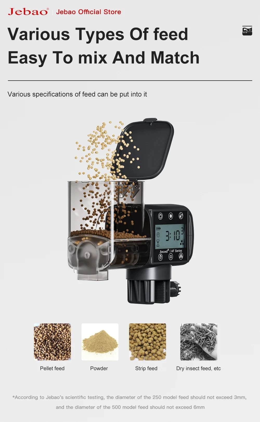 Jebao Jecod nouveau chargeur de réservoir de poissons d'aquarium mangeoire automatique intelligente synchronisation numérique Wifi télécommande sans fil alimentation des poissons - Animaleriex