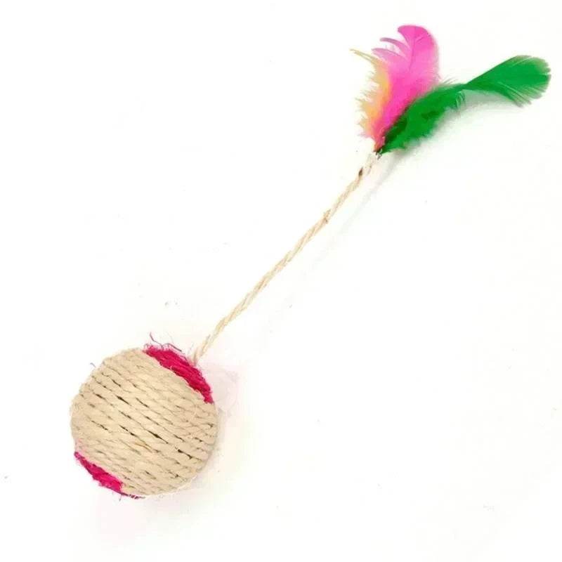 Jouets pour animaux de compagnie, boule à gratter en Sisal, jouet interactif d'entraînement pour chaton, fournitures pour animaux de compagnie, jouet en plumes, jouets interactifs pour chats, 1 pièce - Animaleriex