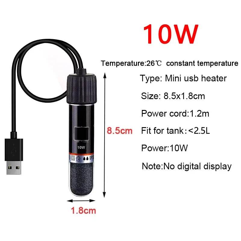 Mini tige chauffante USB pour petit Aquarium, 26 °C, température constante, Thermostat Submersible, 10W - Animaleriex