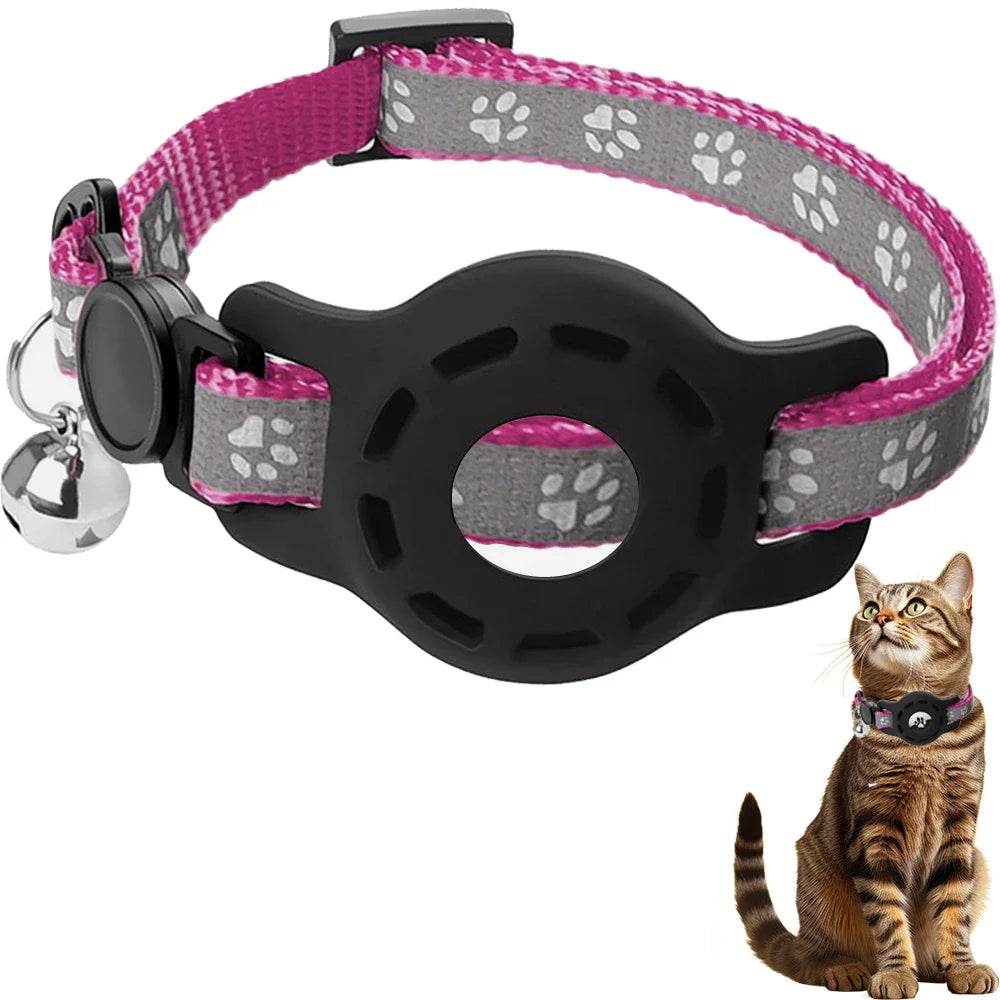 Collier pour chat AirTag avec cloches, collier pour chat à boucle de sécurité avec support Airtag, colliers anti-perte pour fille, garçon, chat, chiot - Animaleriex