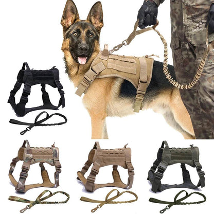 Harnais tactique pour chien, gilet d'entraînement pour animaux de compagnie, harnais militaire pour chien, collier de laisse pour petits, moyens et grands chiens, marche et chasse - Animaleriex