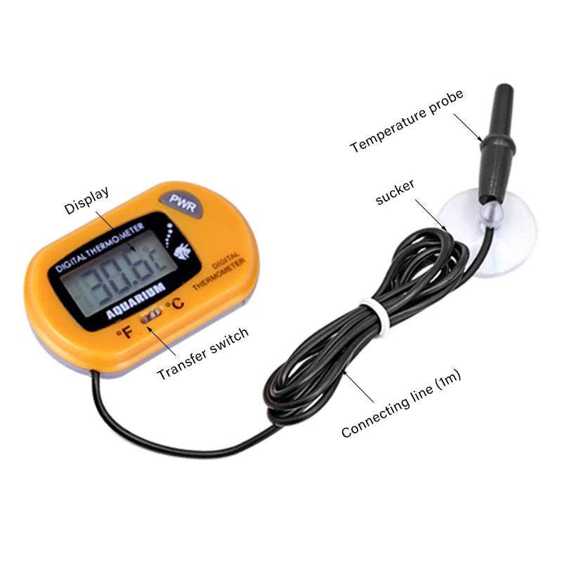 Thermomètre numérique LCD pour Aquarium, compteur de température et d'eau, détecteur de température, alarme de poisson, fournitures pour animaux de compagnie, outil aquatique - Animaleriex