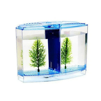 Aquarium Betta Transparent avec herbe aquatique, boîte d'isolation Betta en plastique à Double grille, grille simple et Double - Animaleriex