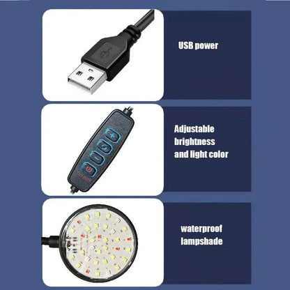 Lampe à pince pour aquarium 5W/7W, alimentation USB, décoration Led, spectre complet, étanche, lampe à algues, éclairage décoratif pour petit aquarium - Animaleriex
