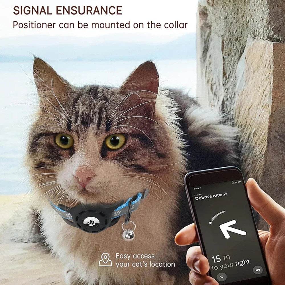 Collier pour chat AirTag avec cloches, collier pour chat à boucle de sécurité avec support Airtag, colliers anti-perte pour fille, garçon, chat, chiot - Animaleriex